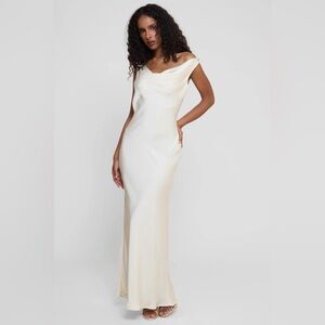 LEAU Dove Drape Satin Gown - Ivory
